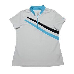 Izod Performance Golf Shirt Womens Medium White Short Sleeve Athletic Stretch